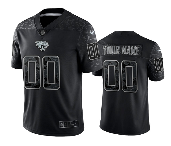 Men's Jacksonville Jaguars Customized Customized Black Reflective Limited Stitched Jersey